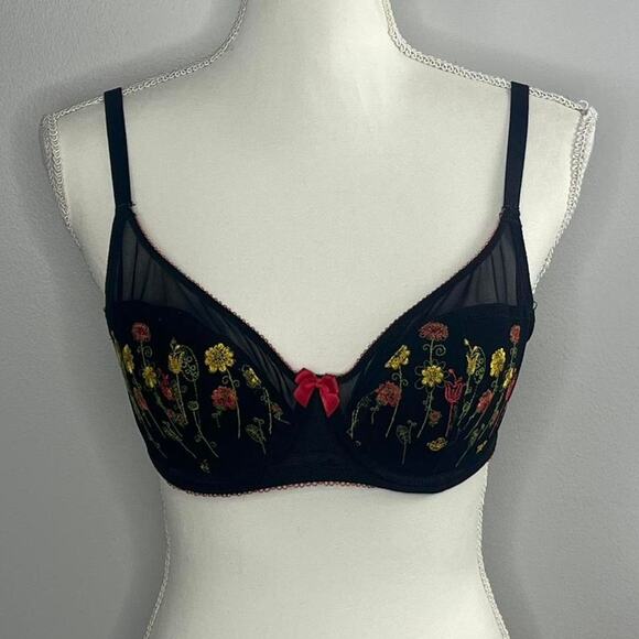 Adore Me Floral Embroidered Bra Size 36C Coquette - Picture 1 of 5